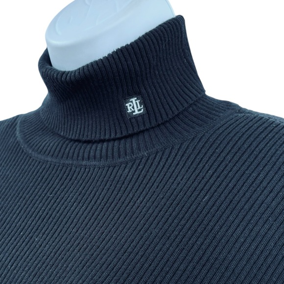 Lauren Ralph Lauren Black Ribbed Turtleneck Sweater Sz. XL - Picture 4 of 8